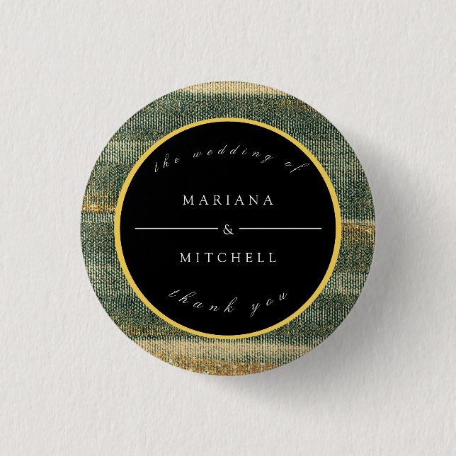 Elegant Grönt Pensel med guld och svart  Knapp (Framsida)