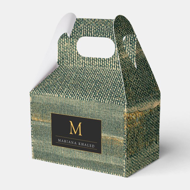 Elegant Grönt Pensel med guld och svart Presentaskar (Framsidan Sidan)