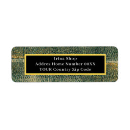 Elegant Grönt Pensel med guld och svart Returadress Etikett