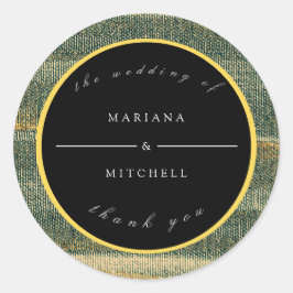 Elegant Grönt Pensel med guld och svart Runt Klistermärke