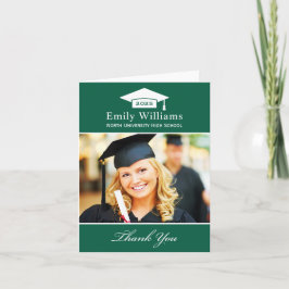 Elegant Grönt Personlig Studenten Photo Tack Kort