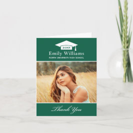 Elegant Grönt Personlig Studenten Photo Tack Kort