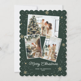 Elegant Grönt Photo Collage God jul Card Julkort
