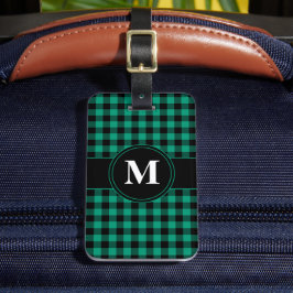 Elegant Grönt Play Mönster Monogram Bagagebricka
