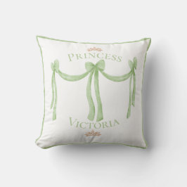 Elegant Grönt Princess Namn Krona Satin Girly Kudde