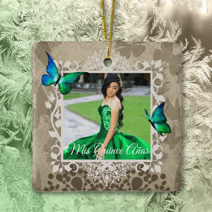 Elegant Grönt Quinceanera Keepsak Ornament