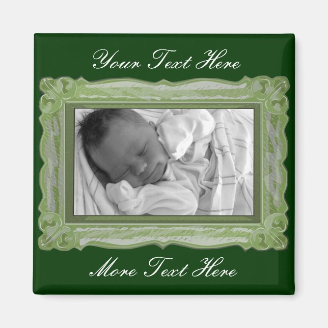 Elegant Grönt Ram Magnet (Framsidan)