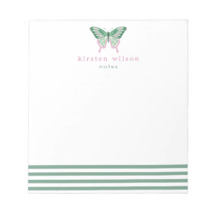 Elegant Grönt Rand & Butterfly - Personlig Anteckningsblock
