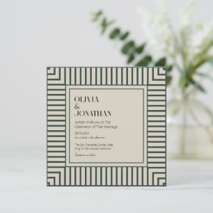 Elegant Grönt Rand Simple Bröllop Inbjudningar
