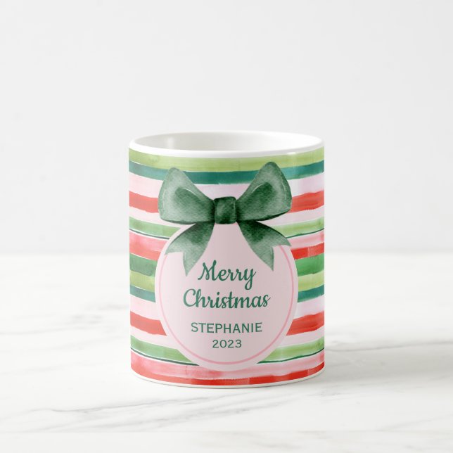 Elegant Grönt Red Rand Ribbon jul Kaffemugg (Center)