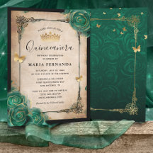 Elegant Grönt Ro Guld Black Quinceanera