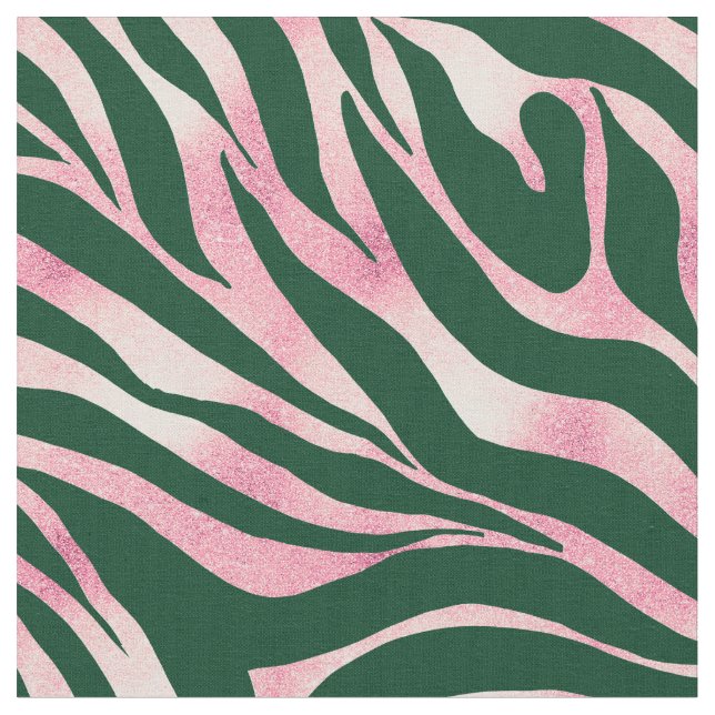 Elegant Grönt Ro Guld Glitter Zebra Tyg (Närbild)