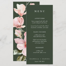 Elegant Grönt Ro Watercolor Magnolia Bröllop Meny