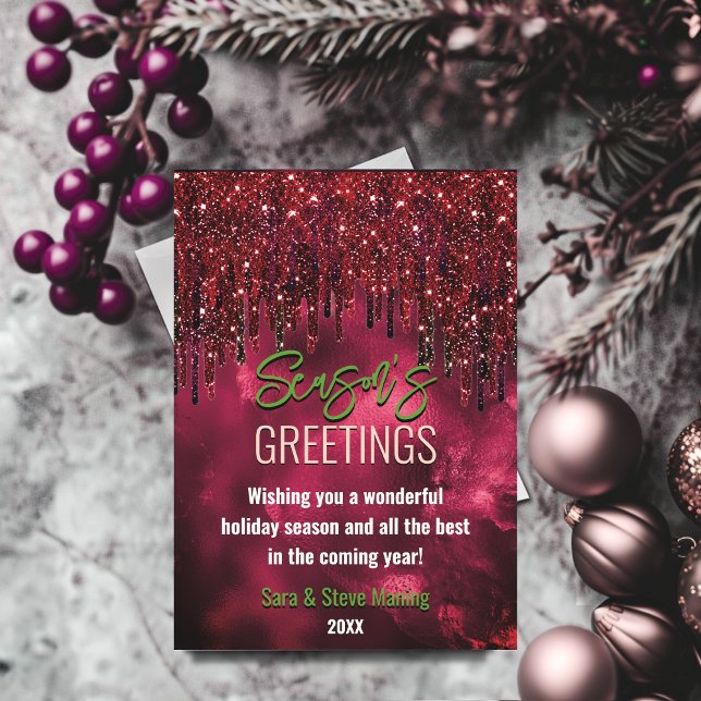 Elegant grönt röd glitter droppar jul nytt år (Skapare uppladdad)