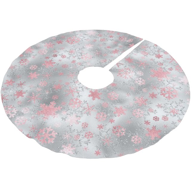 Elegant Grönt Rosa jul Snowflake Mönster Julgransmatta Borstad Polyester (Vinklad)
