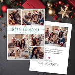 Elegant Grönt Script 5 Photo Collage jul Julkort<br><div class="desc">Modern Simple Elegant Grönt Calligraphy 5 Photo Collage God jul Script Helgdag Card. Denna minimalistiska, högsidiga, visuella, fem (5) fotokortmall Julhälsningar en söt rutnätsfotokollage och säger "God jul"! Texten "God jul" hälsning är skriven i ett vackert handskrivet skript som snabbt byts ut mot svan typpografi eller kalligrafiskript i grönt på...</div>