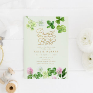 Elegant Grönt Shamrock Möhippa Brunch Inbjudningar