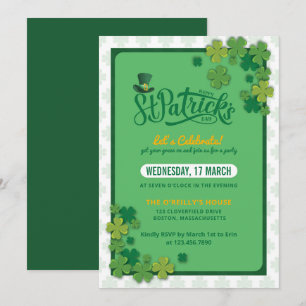 Elegant Grönt Shamrocks St. Patrick's Day Party Inbjudningar