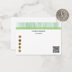 Elegant Grönt Silke, Social Media och QR-kod Anteckningskort