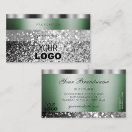 Elegant Grönt Silver mousserande Glitter med Logot Visitkort