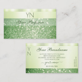 Elegant Grönt Sparkling Glitter Monogram Shimmery Visitkort