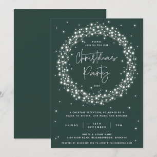 Elegant Grönt Sparkling Ljus jul Party Inbjudningar