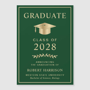 Elegant Grönt Studenten Guld Announting Magnet