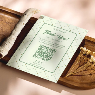 Elegant Grönt - tackkort för företag med QR-kod Vykort