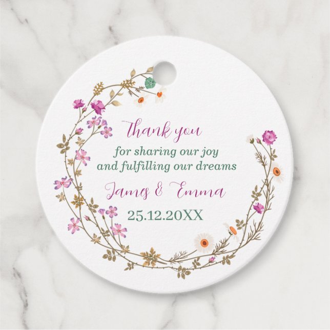 Elegant Grönt Träd Löv Personligt bröllp Gåvor Etiketter (Framsida)