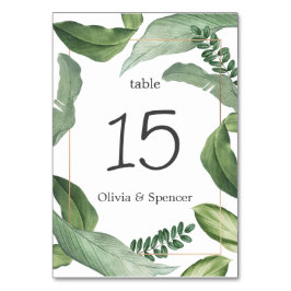 Elegant Grönt Tropical Greenery. Nature Bröllop Bordsnummer