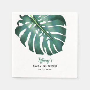Elegant Grönt Tropical Löv Baby Shower Pappersservett