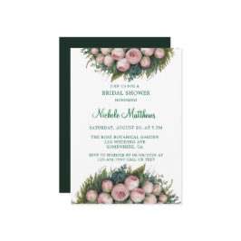 Elegant Grönt Utandning Rosa Bud Möhippa Inbjudningar