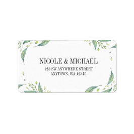 Elegant Grönt Vattenfärg Foliage Löv Utandning Adressetikett