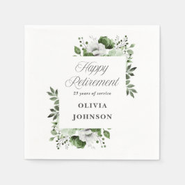 Elegant Grönt Vattenfärgen Blommigt Pension Party Pappersservett
