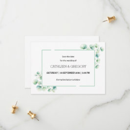 Elegant Grönt Vattenfärgen Eucalyptus Löv Bröllop Spara Datumet