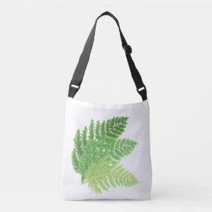 Elegant grönt vattenfärgen Ferns woodland lövs Axelväska