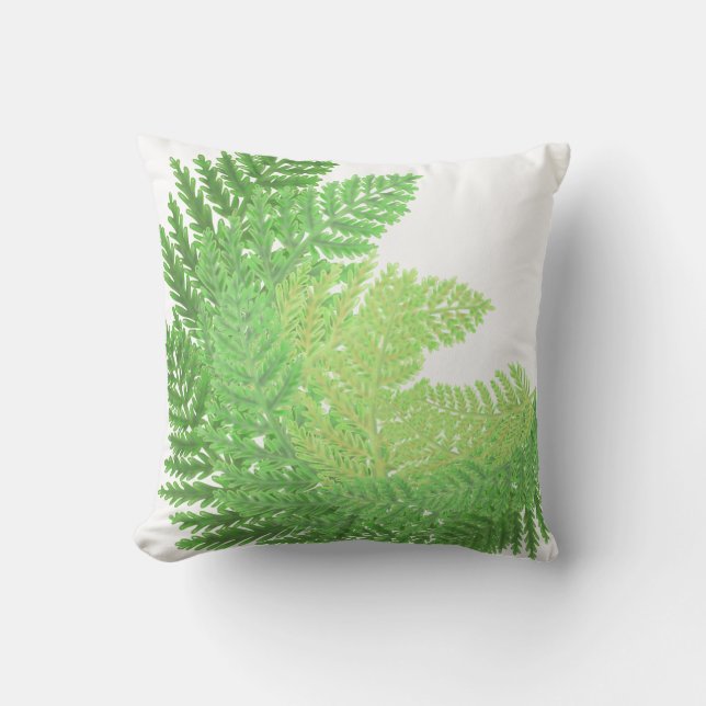Elegant grönt vattenfärgen Ferns woodland lövs Kudde (Framsida)