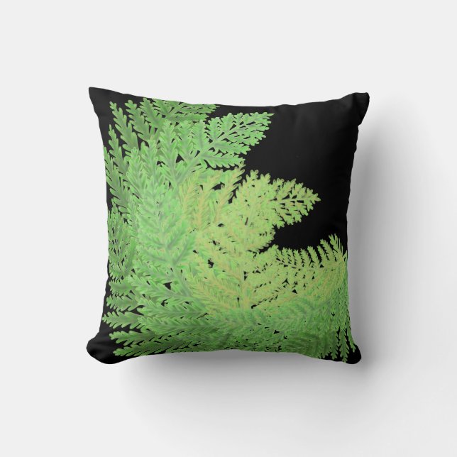 Elegant grönt vattenfärgen Ferns woodland lövs Kudde (Framsida)