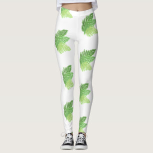 Elegant grönt vattenfärgen Ferns woodland lövs Leggings