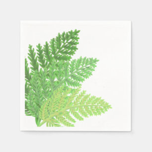 Elegant grönt vattenfärgen Ferns woodland lövs Pappersservett