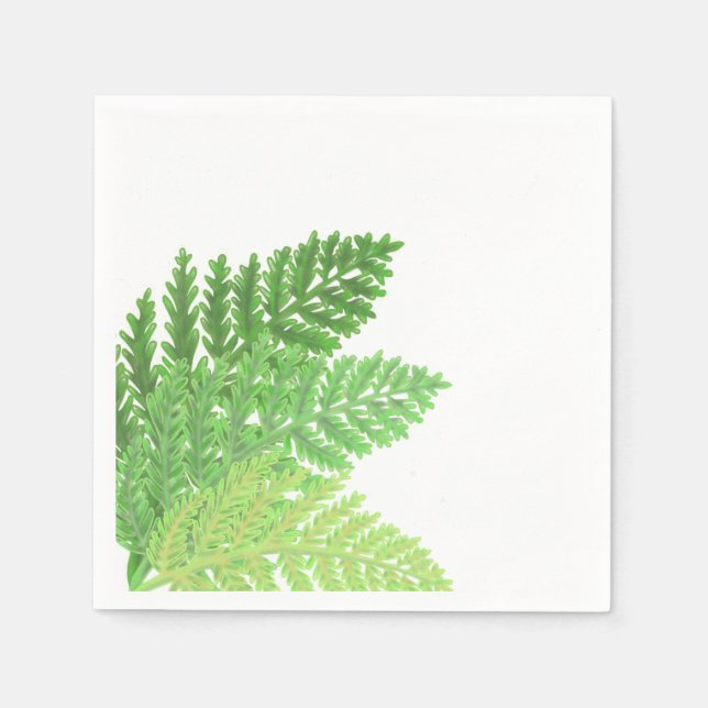 Elegant grönt vattenfärgen Ferns woodland lövs Pappersservett (Framsidan)