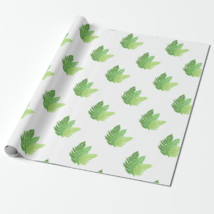 Elegant grönt vattenfärgen Ferns woodland lövs Presentpapper