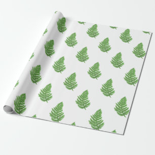 Elegant grönt vattenfärgen Ferns woodland lövs Presentpapper