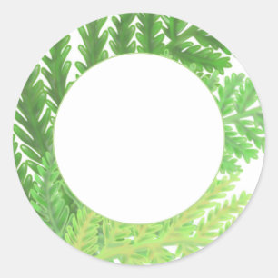 Elegant grönt vattenfärgen Ferns woodland lövs Runt Klistermärke
