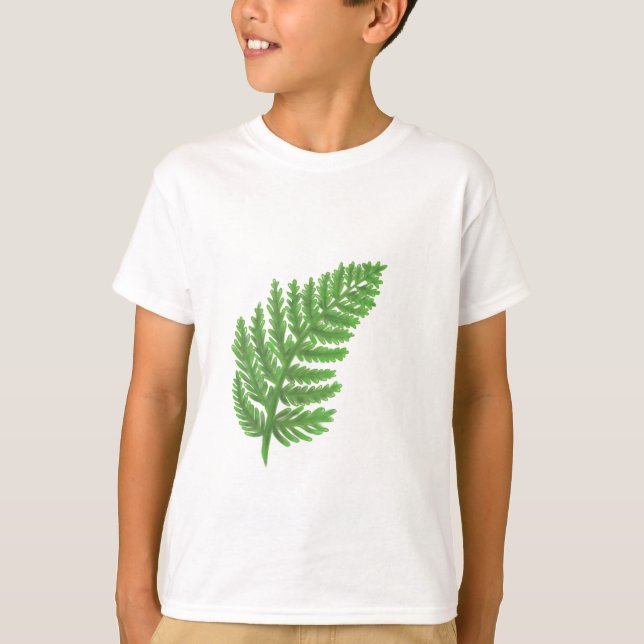 Elegant grönt vattenfärgen Ferns woodland lövs T-shirt (Framsida)