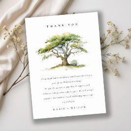 Elegant Grönt Vattenfärgen Oak Träd Bröllop Tack Kort