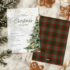 Elegant Grönt Vattenfärgen Träd jul Party i Julkort