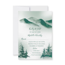 Elegant Grönt Vattenfärgsberggrund Skog Rustic