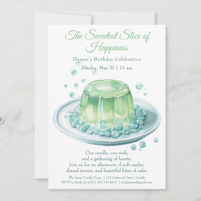 Elegant grönt Vattenfärgsregistrering - inbjudan t (Framsida)