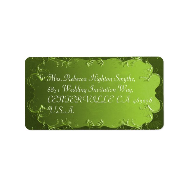 Elegant Grönt Vintage bröllop Adressetiketter (Framsidan)